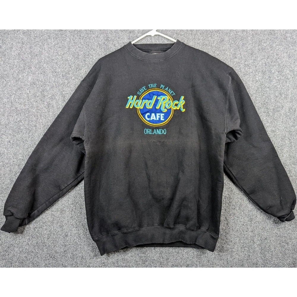 Vintage 90s Sz L HARD ROCK CAFE Orlando: Save the Planet Crewneck Sweatshirt